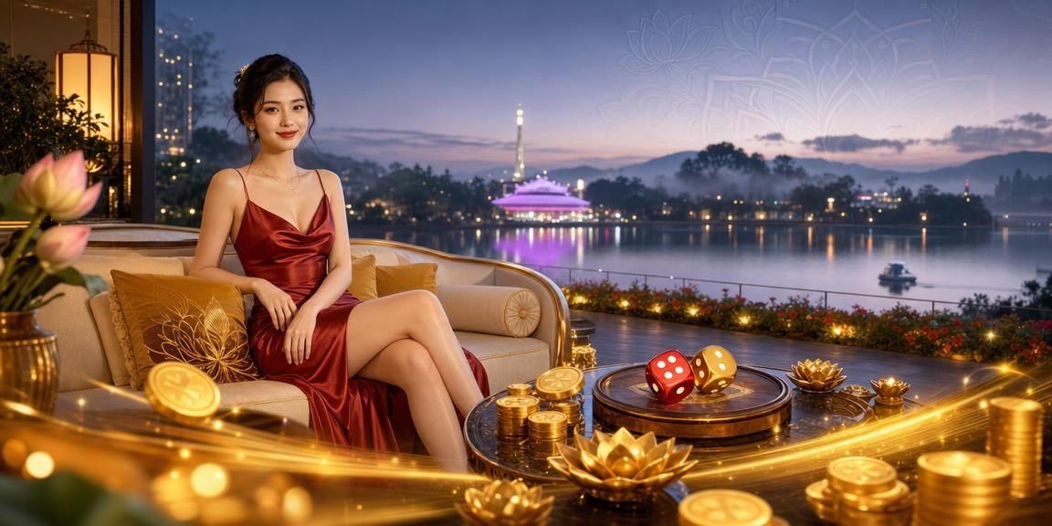 Cảnh chơi Tài Xỉu trực tuyến được mô phỏng với hình ảnh xúc xắc tại không gian thư giãn Đà Lạt