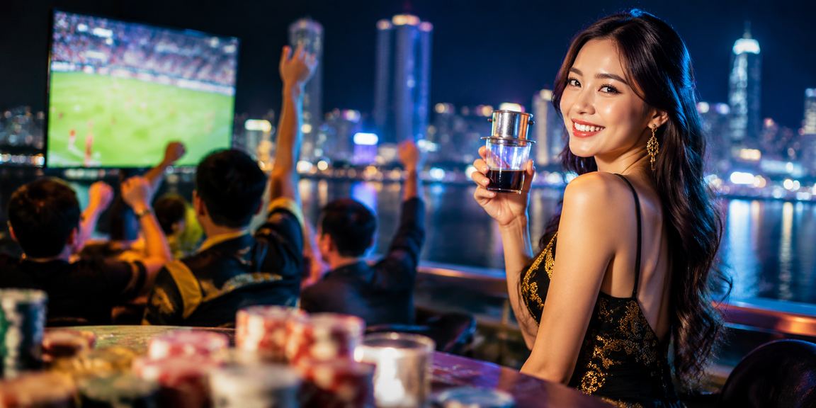 Nhóm bạn tại Nha Trang theo dõi trận bóng đá và đặt cược qua điện thoại